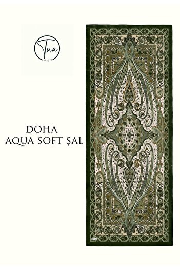TUA İPEK Doha Aqua Soft Coton Shal - Ethnic Patterned