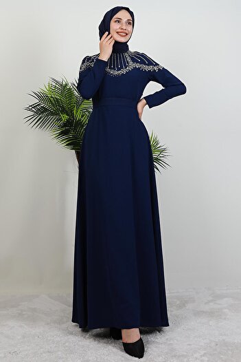 GİYZAMİLA Φόρεμα Nisan Stone Navy Blue
