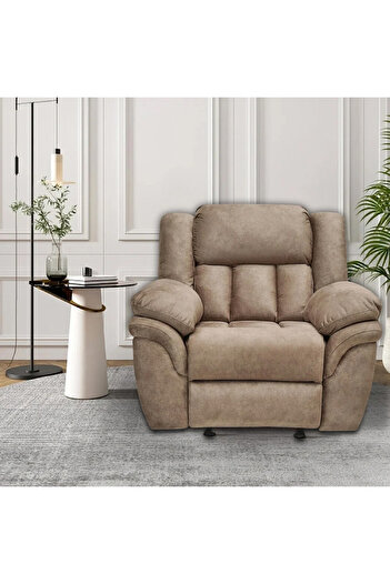 rexa Kingway Velvet Manual Recliner Chair Plush Single-Seater Lounge Chair - 96 x 112 x 100 cm