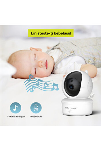 Spionescu Monitor pentru bebeluși, SM650, cameră de supraveghere și monitorizare, wifi, ecran de 5 inch, control vocal bidirecțional