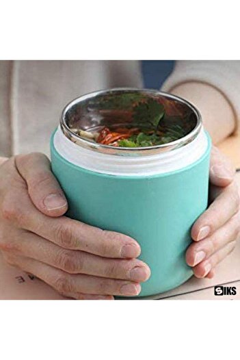SIKS Thermal Casserole For Soup, Spoon Included, Stainless Steel, 430 Ml, Mini Thermos For Lunch