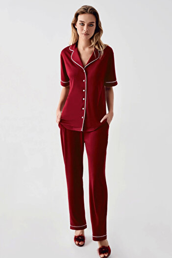 Kocabey 324 Women's 4-Piece Pajama Set with Dressing Shirt