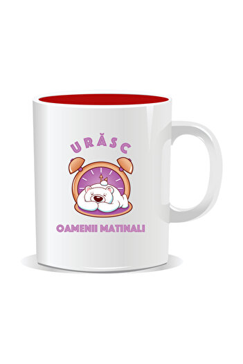 OEM Personalized mug with funny message, I hate morning people - Red interior