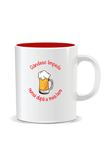 OEM Personalized mug with message for stylish drinkers, I think clearly - Red interior