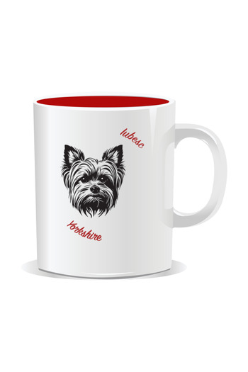 OEM Personalized mug with messages for dog lovers, I love Yorkshire - Red interior