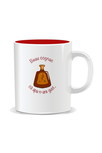 OEM Personalized mug with message for stylish drinkers, I drink cognac like water has no taste - Red interior