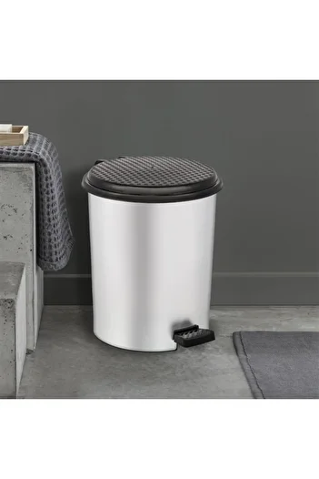 LeesHome 3-Piece Gray Metal Look Gray Inner Bucket Pedal Trash Can: 20 Liters 11 Liters 6 Liters