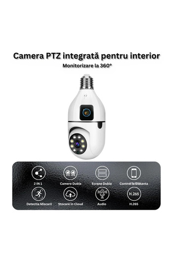 Spionescu Dual 360° HD surveillance camera, WiFi, 4MP, PTZ, CCTV - V380