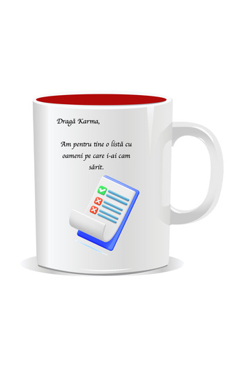 OEM Personalized mug with funny message, Dear Karma - Red interior