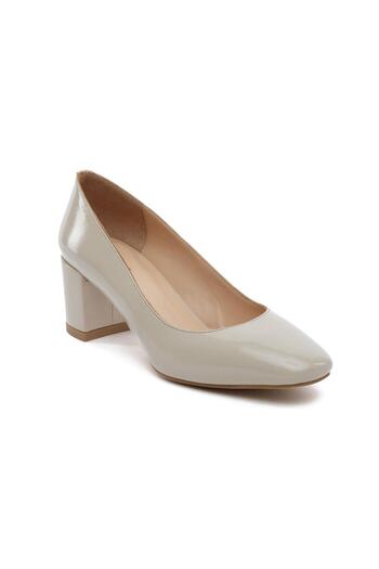Greyder 59257 Beige Wrinkled Patent Leather Genuine Leather Women's Classic Shoes