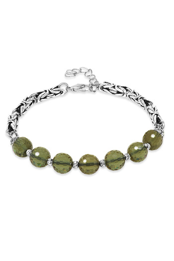 Tesbihane Non-Tarnish Metal King Chain Silver Color Dorica Ball Decorated Sphere Cut Zultanite Stone Men's Bracelet