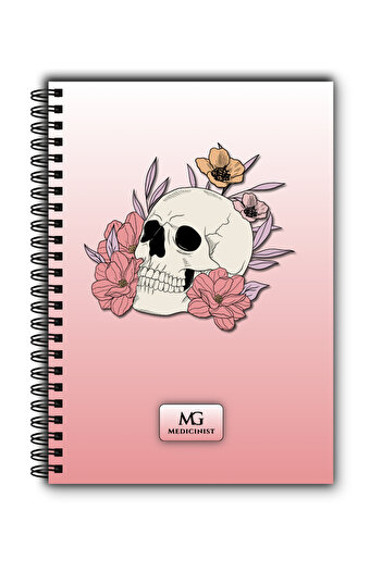 MG Medicinist A5 Medical Notebook - Skull & Blossoms - Vellum Sheets - 80 Sheets