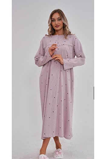 EM&FA TEKSTİL Large Size Nightgown with Lace Detail