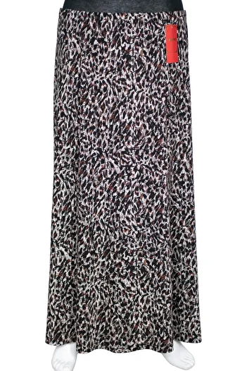 HESNA Women's Battal Size 8 Piece Quality Elastic Black Skirt