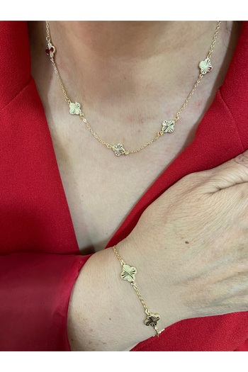 Passionis Jewelry MİNİMAL YONCA GOLD KOLYE BİLEKLİK