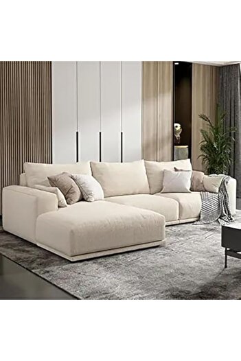 MAPLE HOME DECORATION Modern Nordic L-shaped sofa corner sofa for living room (Beige, Right)
