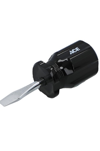 ACE Chemical-Resistant Easy-Grip Handle Flat Screwdriver Black and Silver 1/4 x 1.5inch