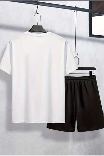 Renna Mood Boy's White-Black They Not Like Us Printed Shorts-Tshirt Set