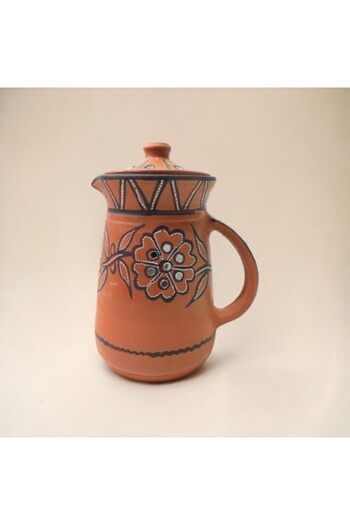Generic ARK DhaaroVibes 1L Handmade Clay Water Jug – Terracotta Pitcher (22 CM X 16.5 CM), Eco-Friendly &