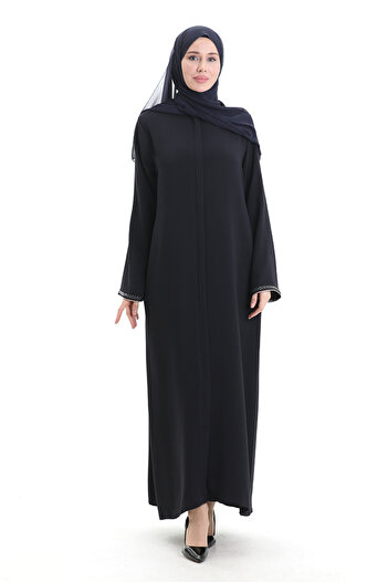 sefamerve Modal Fabric Hürrem Sleeve Ferace 1904-06 Navy Blue Mink