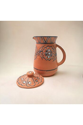 Generic ARK DhaaroVibes 1L Handmade Clay Water Jug – Terracotta Pitcher (22 CM X 16.5 CM), Eco-Friendly &