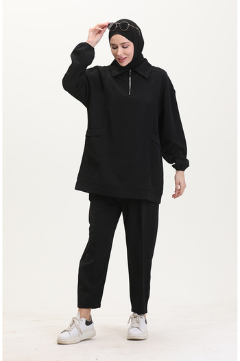 sefamerve Sports Tunic Pants Double Set 5090-02 Black