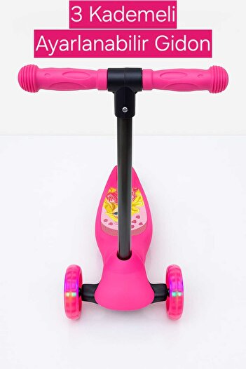 Scooter Işıklı Direksiyonu Dönebilen Prenses Desenli 3 Tekerlekli Çocuk Scooter | 3- 7 Yaş Max 55 kg