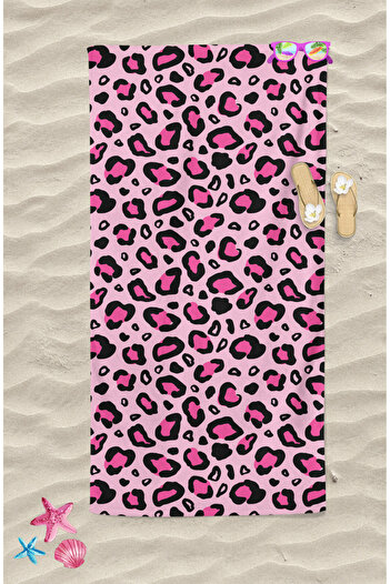 Erays Home Pink Leopard Leopard Digital Printed Beach Towel Women Beach Towel Sea Towel