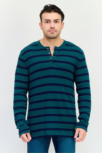 GAP Men Crew Neck Long Sleeves Yarn Dye T-Shirt, Multicolor