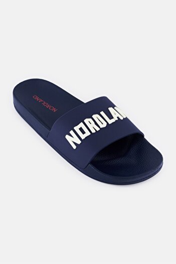 Nordland Men Brand Logo Slip On Slides, Navy