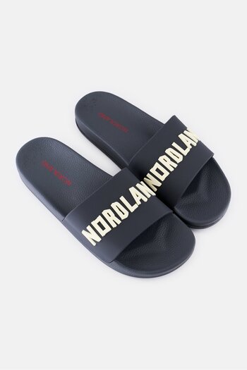 Nordland Men Brand Logo Slip On Slides, Dark Grey