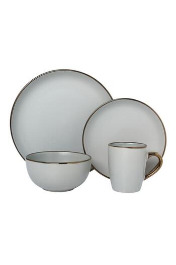 Generic Bien Servi 16-Piece Elegant and Modern Design Stoneware Dinner Set Grey and Bronze 4127111/G