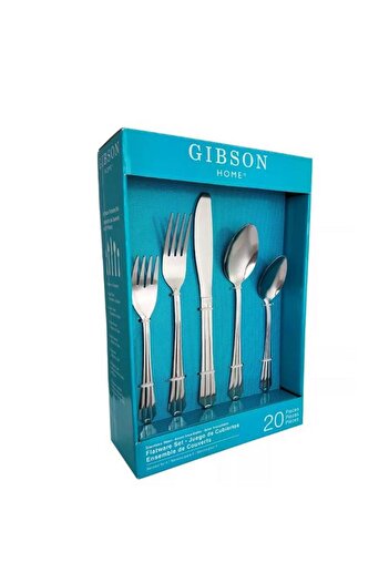 Generic GIBSON 20-Piece Montiero Dishwasher Safe Stainless Steel Flatware Set Silver 80057.2