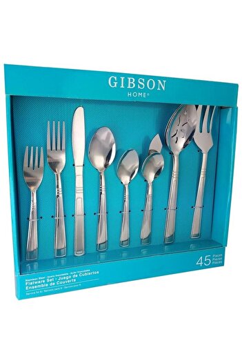 Generic GIBSON 45-Piece Astonshire Stainless Steel Flatware Set Silver 79678.45