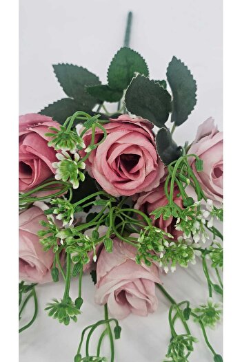 yapay çiçek evi Dried Rose Multi-Layered 6 Head Rose Home Decor Potted Vase Ornament