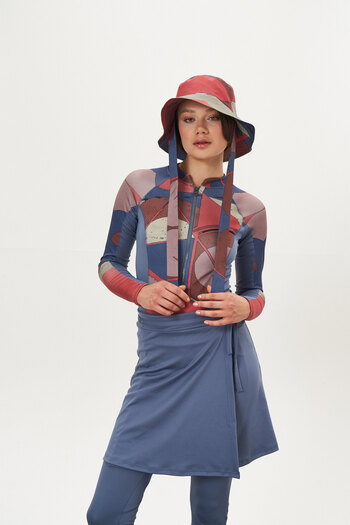 Mevra Bucket Beach Hat Patterned Indigo