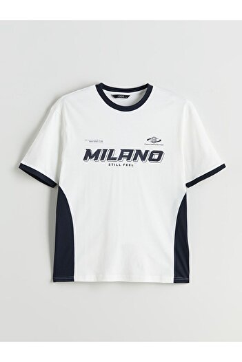 LC Waikiki Ανδρικό μπλουζάκι XSIDE Crew Neck Milano με στάμπα από βαμβακερό χτενισμένο