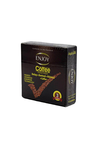 Enjoy Enjoy Dotted, Ribbed and Buttock Condoms Coffee Flavor - 3 Pieces