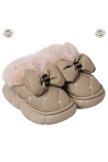 Generic Children's fur-lined boots, thick soles, for indoors and outdoors, size 32-33, Beige