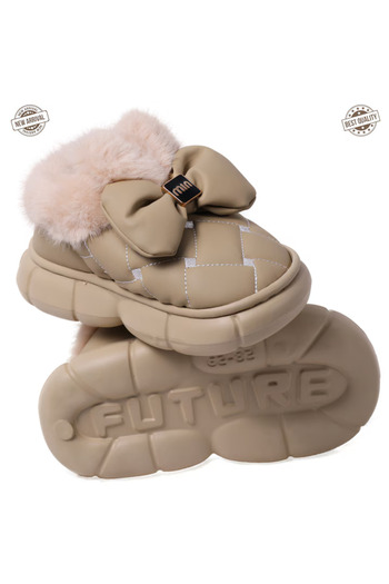 Generic Children's fur-lined boots, thick soles, for indoors and outdoors, size 28-29, Beige
