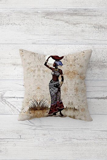 MENTEŞ HOME Bohemian African Woman and Leopard Hidden Zipper Throw Pillow Cover Sofa Pillow Case Set(4Pcs)