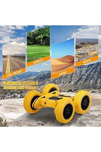 COOYA Remote control car toy, 2.4G, double-sided, suitable for various terrains, for ages 6 and up, yellow