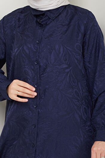 InStyle Διπλό κοστούμι Jacquard με κουμπιά σε μήκος Navy Blue