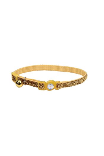 Coastal 3/8in Safe Cat Jewel Buckle Glitter Overlay Collar Gold