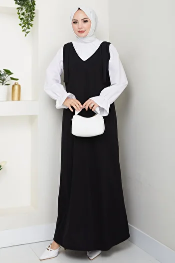 InStyle Μαύρο φόρεμα Double Crepe Gilet