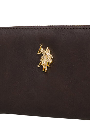 U.S. Polo Assn. Кафява дамска чанта тип клъч USC25739