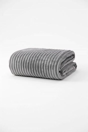 YÜNTEKS Aksu İpeksoft Ribbed Double Blanket, Gray