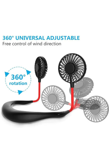 Denx Portable Neck Fans, Personal Neckband Fan Rechargeable Head Fans for Face, Headphone Wearable USB