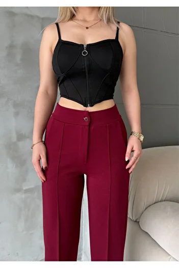 RPT MODA High Waist Palazzo Pants with Stitched Front Lycra