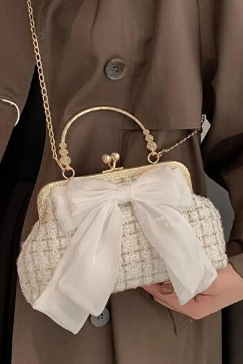 Mialos Heart Patterned Women's Shoulder Bag, Luxury Evening Dress Bag Is of Good Quality and Showy with Ribbon Detail